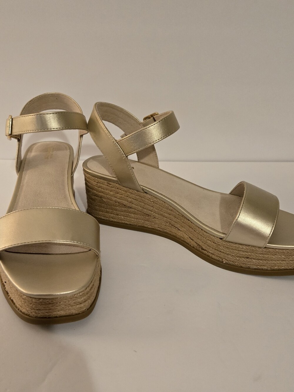 Sonoma New Womens Francey Gold Espadrille Wedge Sandals Size 10 Ankle Strap‎